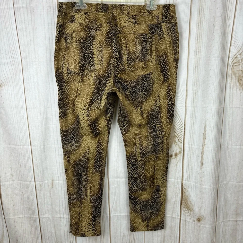 Ralph Lauren Snakeskin Hi-Rise Pants Ankle Zippers Tapered Leg Tan Black Size 10 - Picture 2 of 13